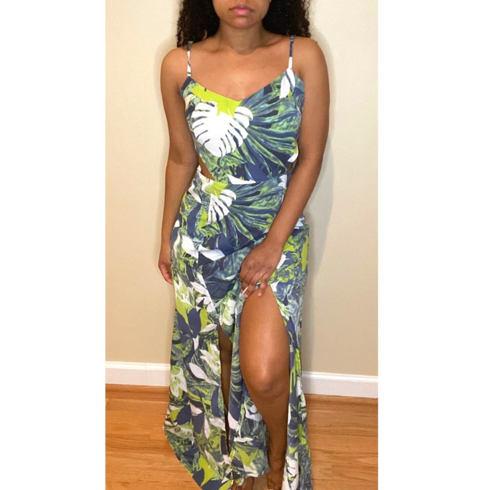 Floor Length, Multi-Colored, Split Dress! - image 1